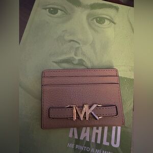 Michael Kors Reed Large Card Holder Wallet MK Signature Logo Leather (Camel)